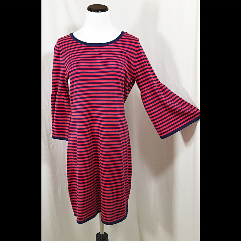 Sail to Sable Red Blue Striped Knit Dress Sz M